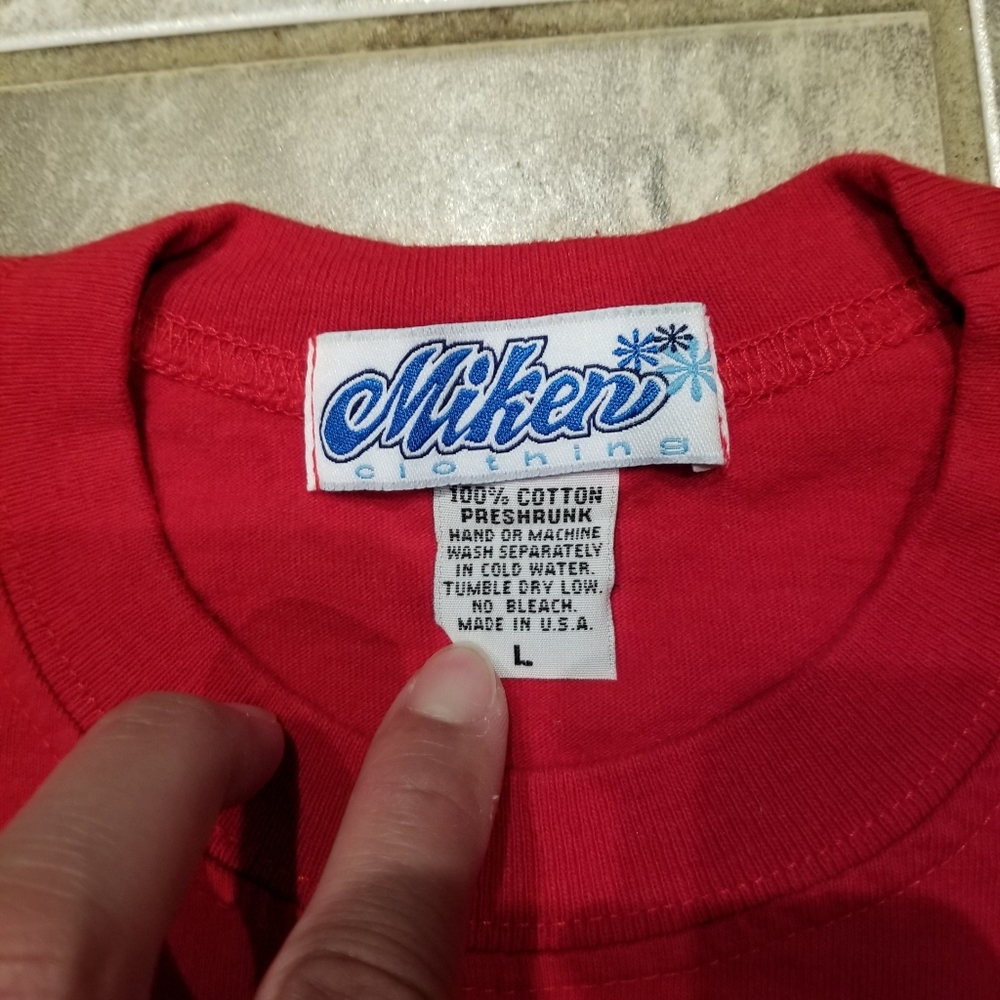 Vintage Miken S/S Crew Neck Flower T-Shirt Red Women's Size Large USA Made - Picture 5 of 8